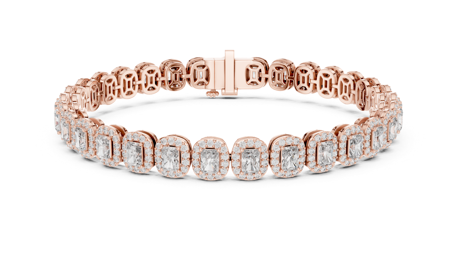 14K Solid Gold Lab Diamond Bracelet, Rose Gold, view 4