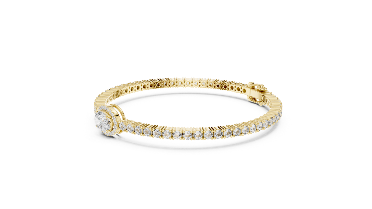 14K Solid Gold Lab Diamond Bracelet, Yellow Gold, view 1
