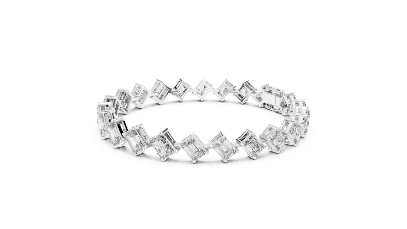14K Solid Gold Lab Diamond Bracelet, White Gold, view 1