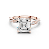 Gold Ring DDLR-167, Asscher center stone, Rose Gold
