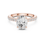 Gold Ring DDLR-165, Oval center stone, Rose Gold, view 4