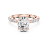 Gold Ring DDLR-165, Oval center stone, Rose Gold, view 4
