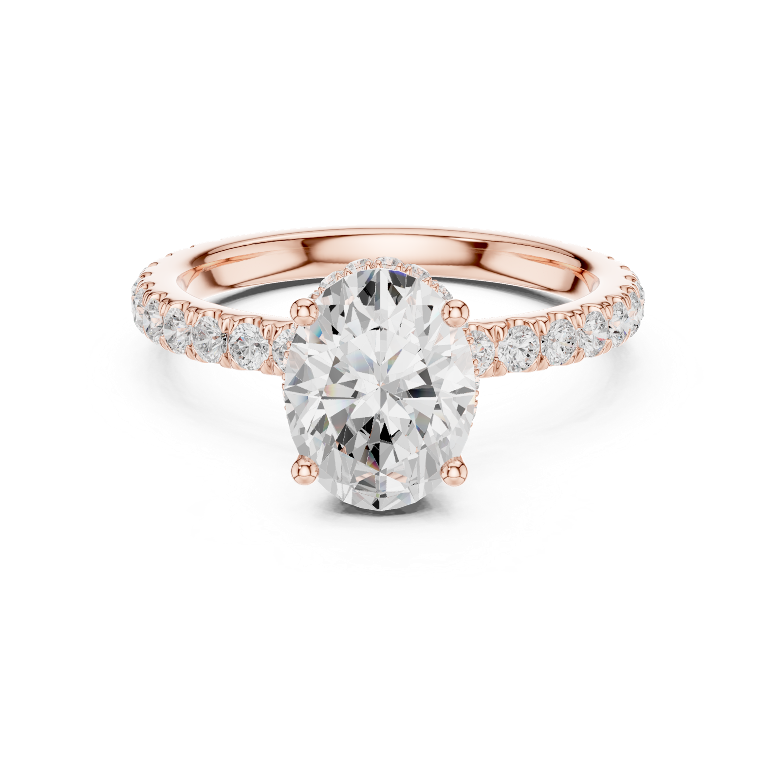 Gold Ring DDLR-165, Oval center stone, Rose Gold, view 4