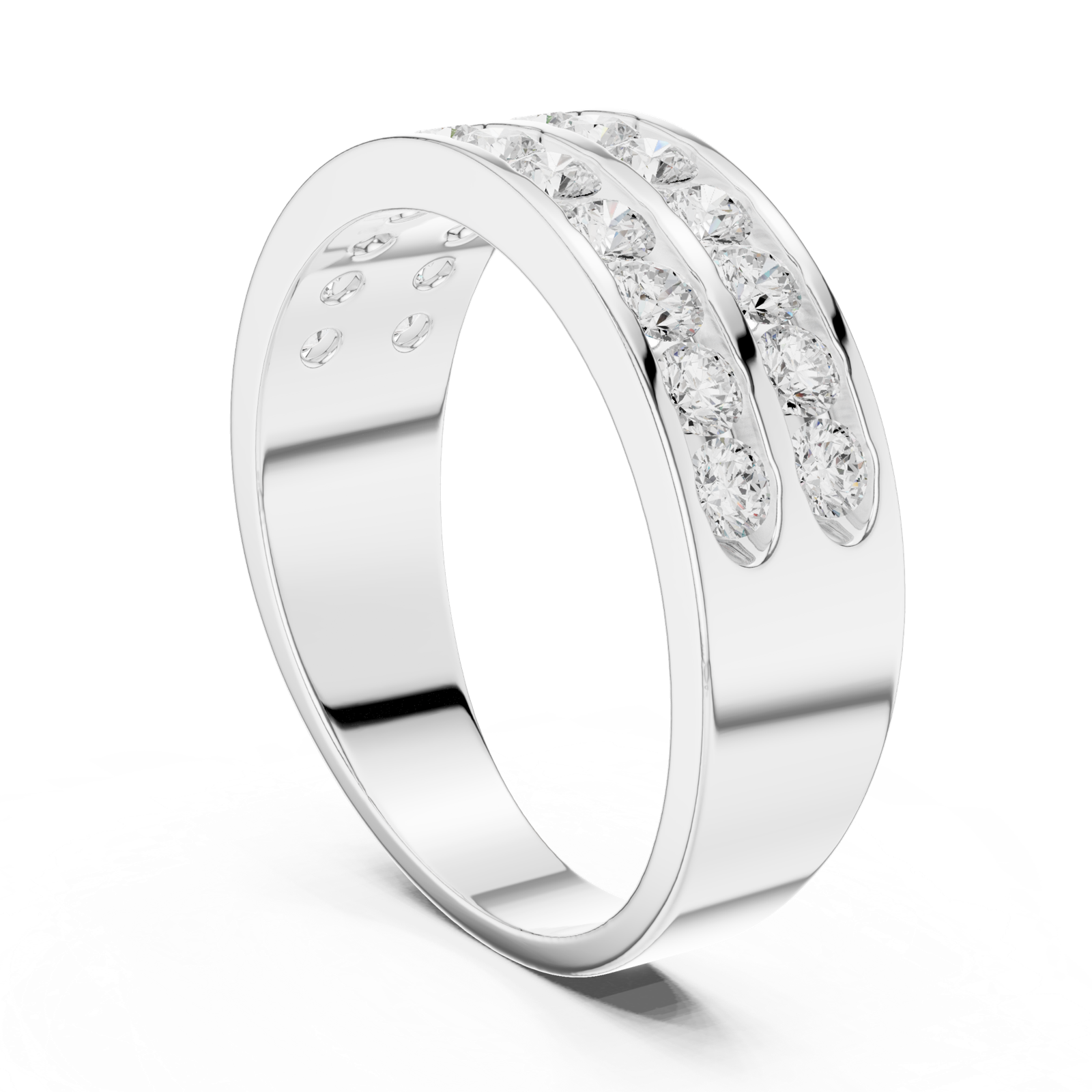 14K Solid Gold Lab Diamond Eternity Ring, White Gold, view 1