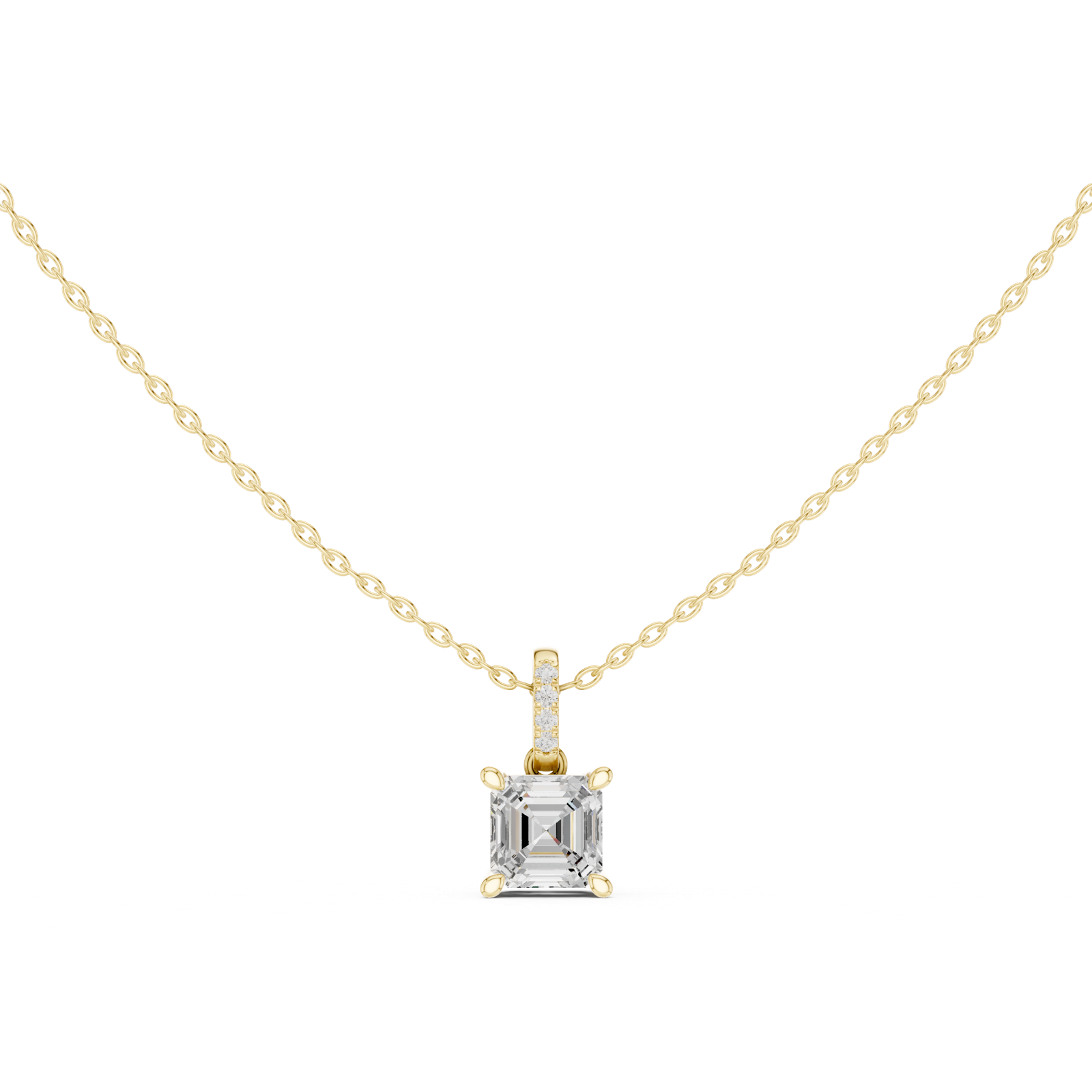 Gold Jewelry, Asscher center stone, Yellow Gold, view 4