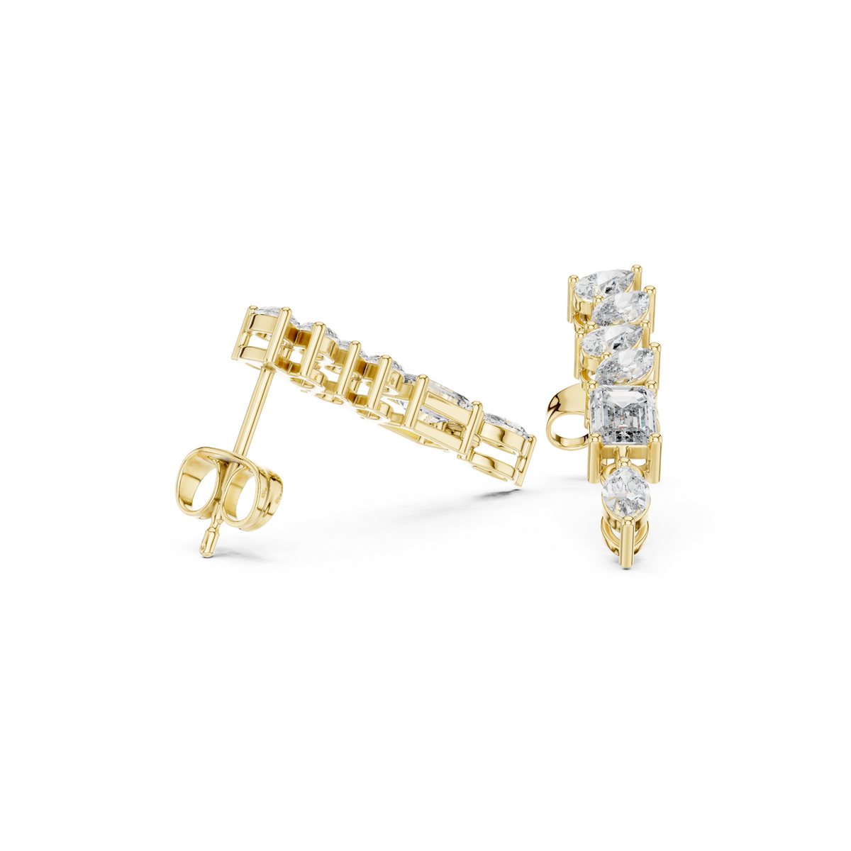 14K Solid Gold Lab Diamond Drop Earrings, Yellow Gold, view 1