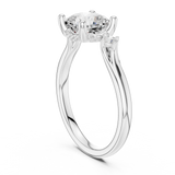 Gold Ring DDLR-164, Cushion center stone, White Gold, view 1