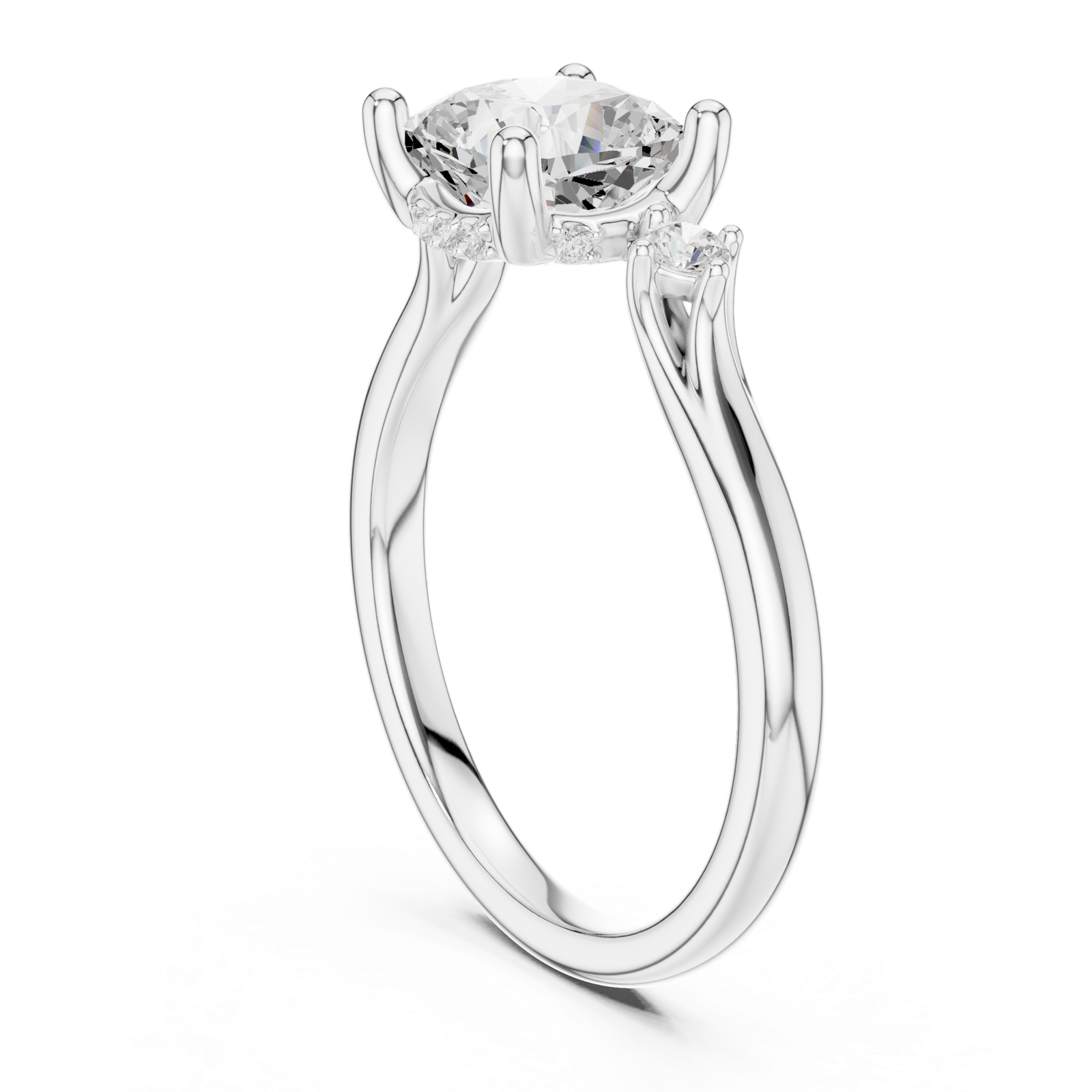 Gold Ring DDLR-164, Cushion center stone, White Gold, view 1