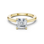 Gold Ring DDLR-032, Asscher center stone, Yellow Gold