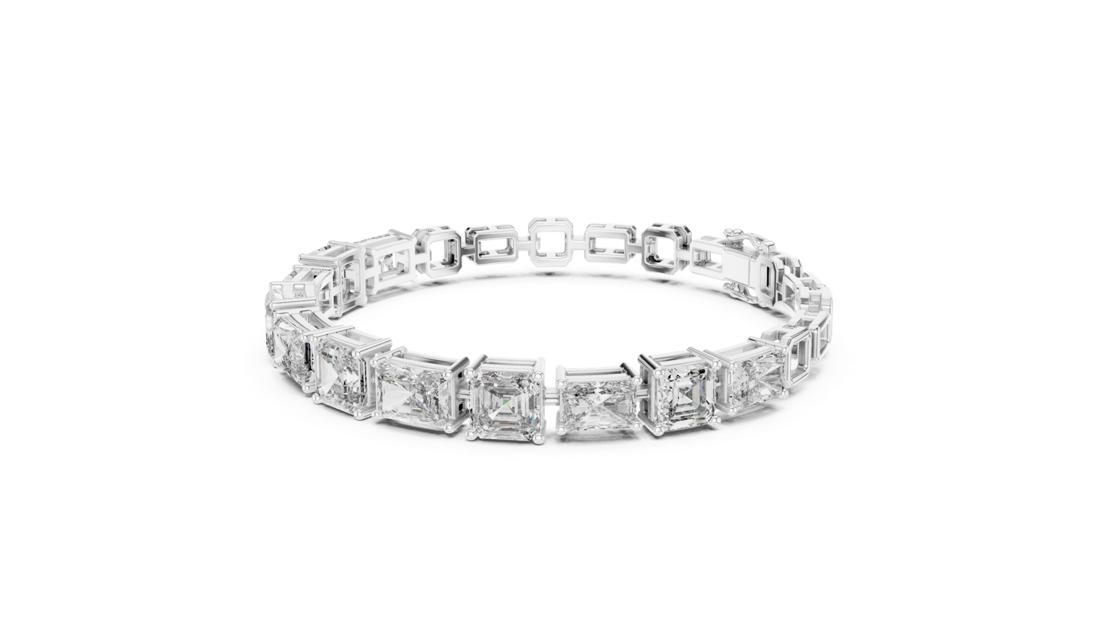 14K Solid Gold Lab Diamond Bracelet, White Gold, view 1