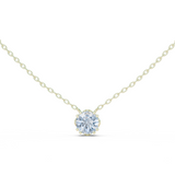 14K Solid Gold Lab Diamond Solitaire Pendant Necklace, Yellow Gold