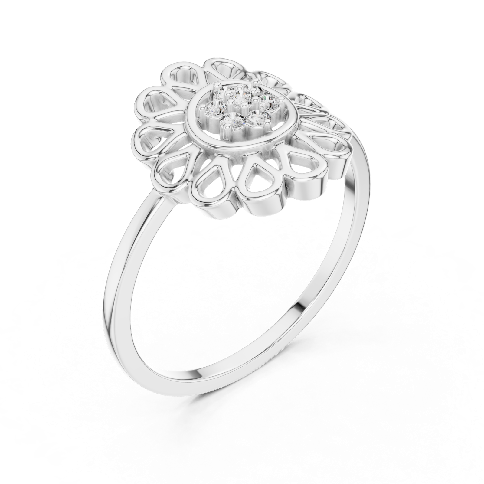Gold Ring DR-6252, White Gold, view 2
