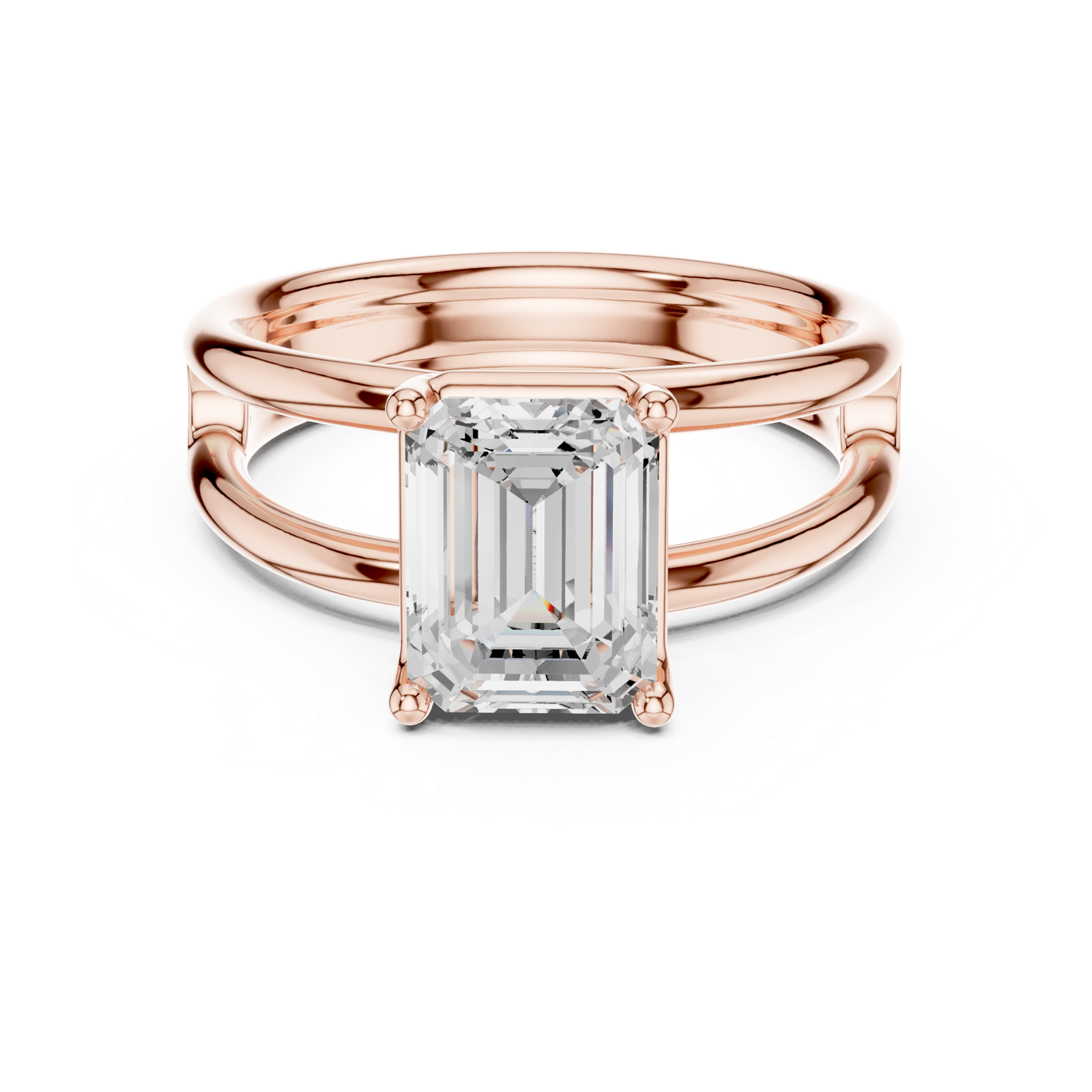 Gold Jewelry L36-9, Emerald center stone, Rose Gold, view 4