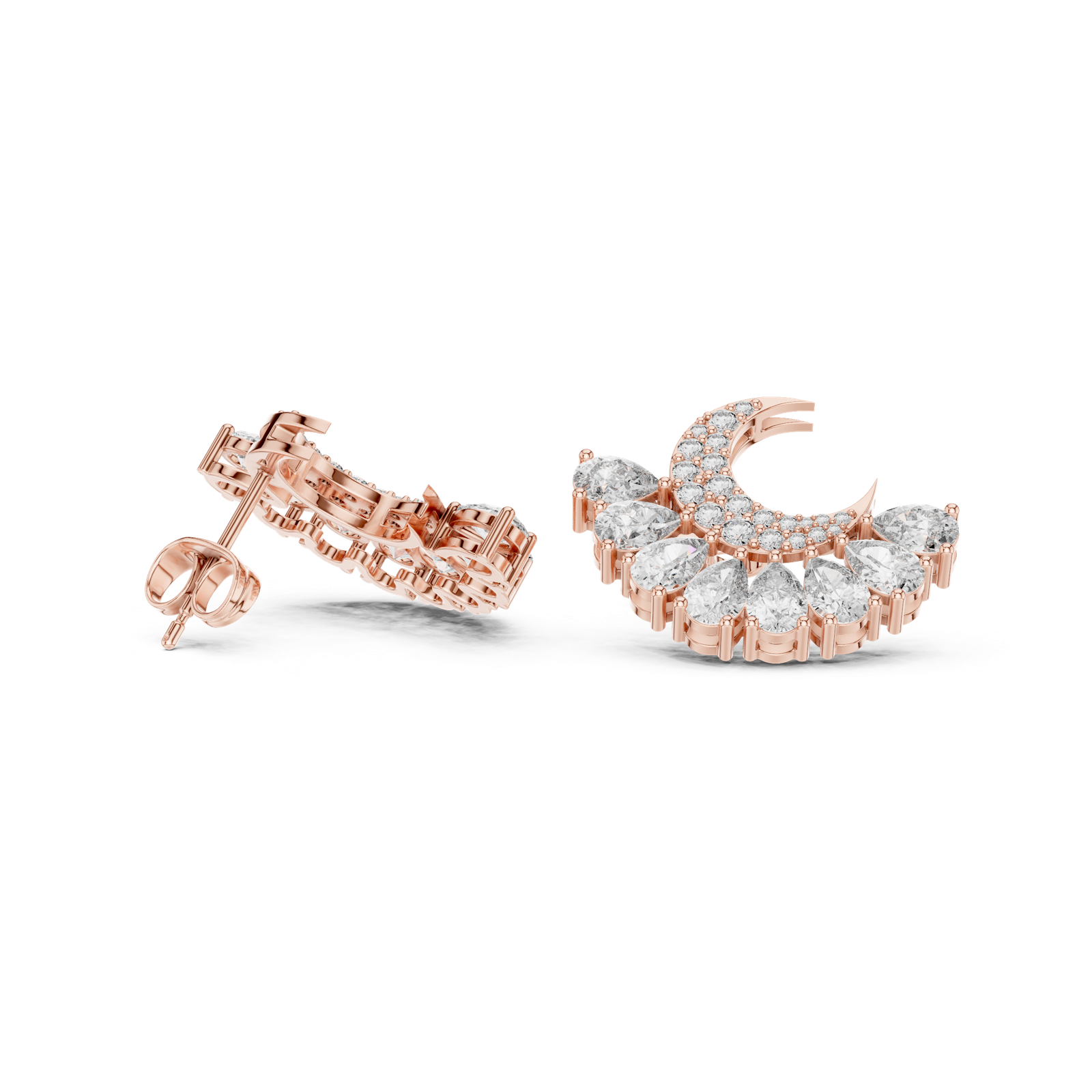 Gold Earrings AGDER-217, Rose Gold, view 1