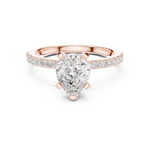Gold Ring DDLR-040, Pear center stone, Rose Gold, view 4