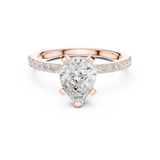 Gold Ring DDLR-040, Pear center stone, Rose Gold, view 4