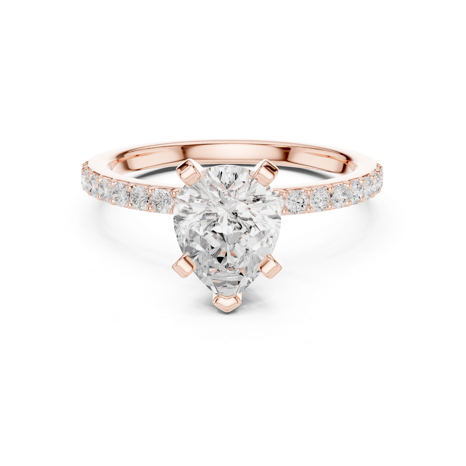 Gold Ring DDLR-040, Pear center stone, Rose Gold, view 4