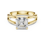 Gold Jewelry L36-9, Asscher center stone, Yellow Gold, view 4