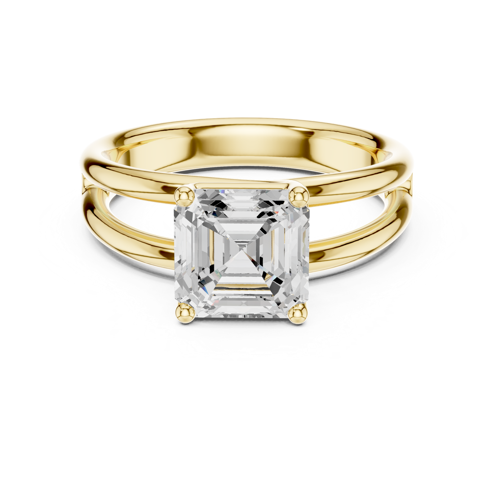 Gold Jewelry L36-9, Asscher center stone, Yellow Gold, view 4