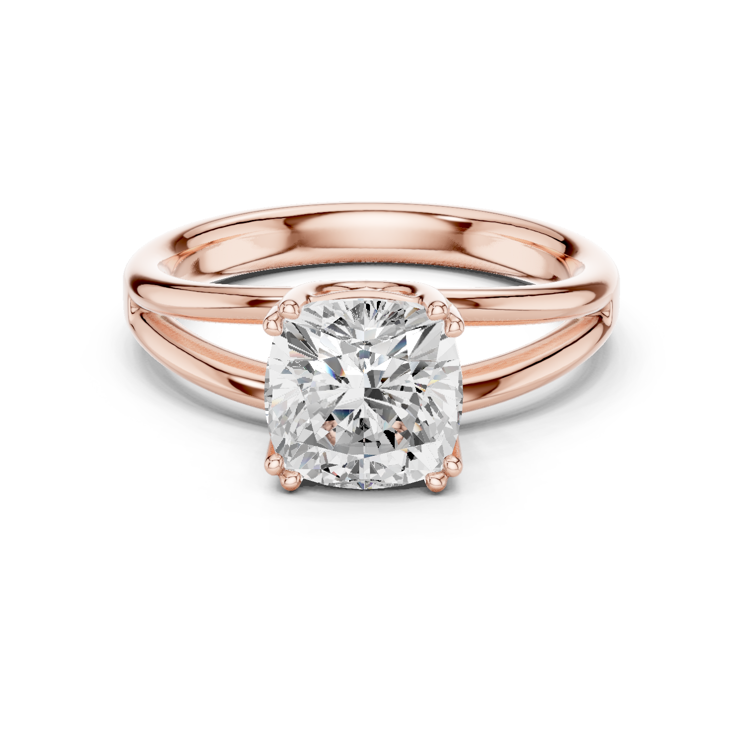 Gold Jewelry L36-7, Cushion center stone, Rose Gold