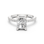 Gold Ring DDLR-040, Radiant center stone, White Gold