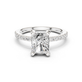 Gold Ring DDLR-040, Radiant center stone, White Gold