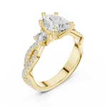 Gold Ring DDLR-281, Pear center stone, Yellow Gold, view 2