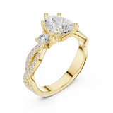 Gold Ring DDLR-281, Pear center stone, Yellow Gold, view 2