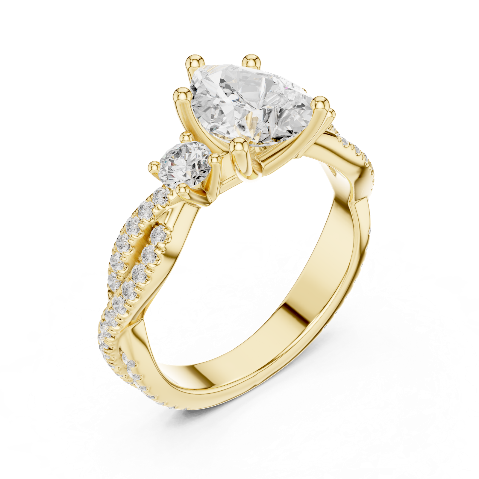 Gold Ring DDLR-281, Pear center stone, Yellow Gold, view 2