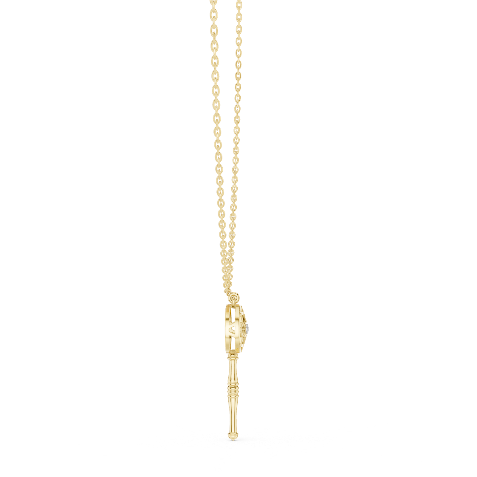 14K Solid Gold Lab Diamond Pendant Necklace, Yellow Gold, view 3