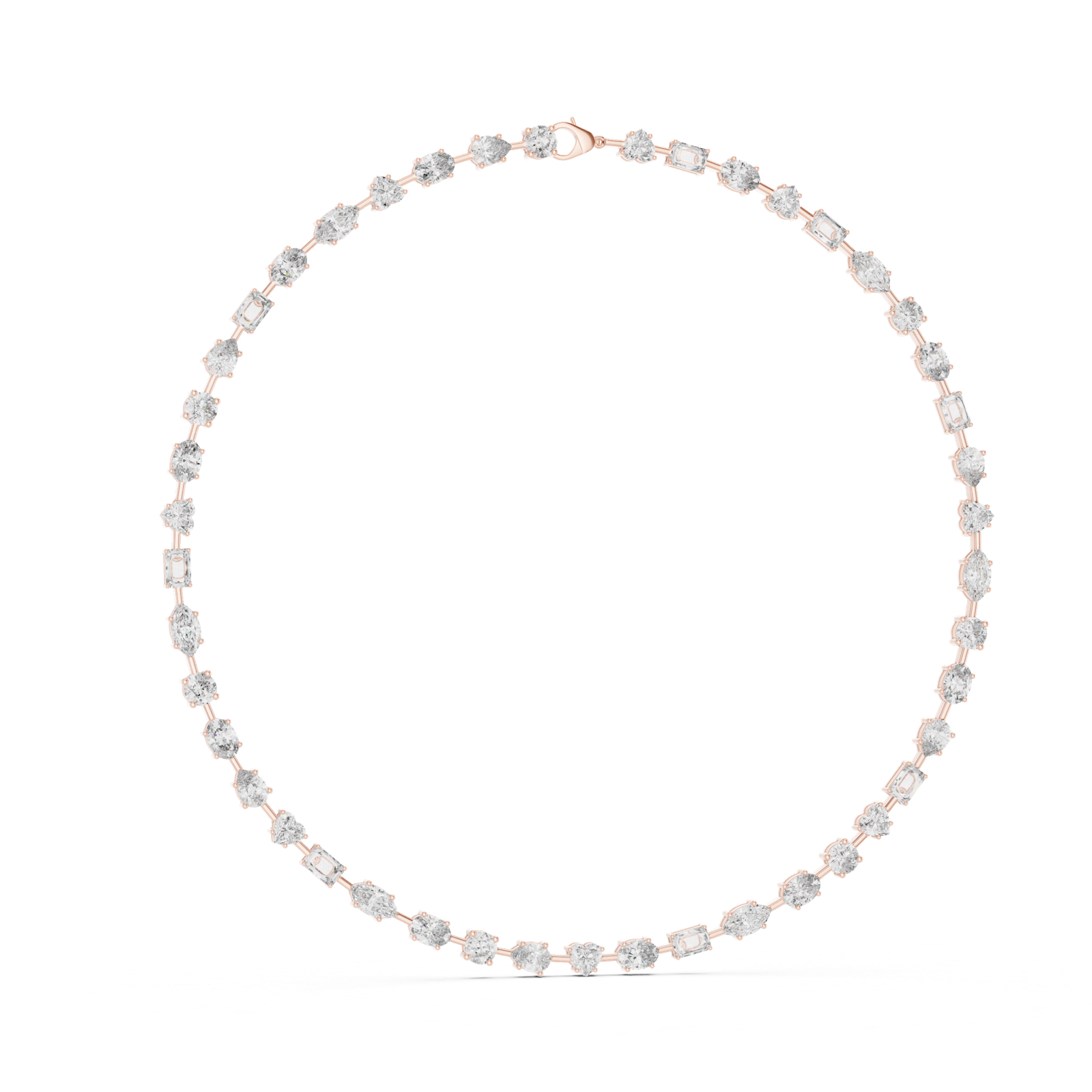 14K Solid Gold Lab Diamond Tennis Necklace, Rose Gold, view 1