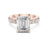 Gold Jewelry, Emerald center stone, Rose Gold, view 4