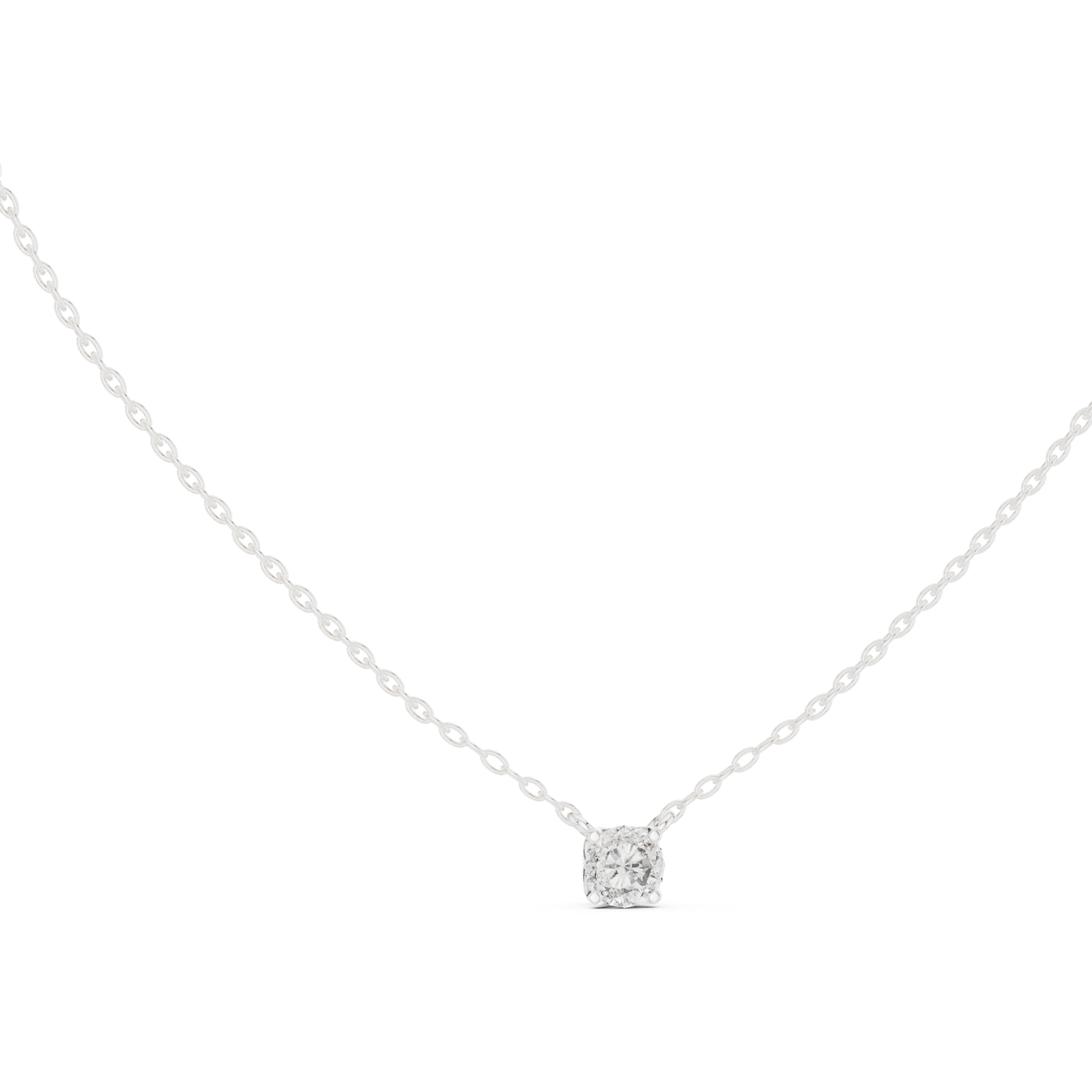 14K Solid Gold Lab Diamond Solitaire Pendant Necklace, White Gold, view 1
