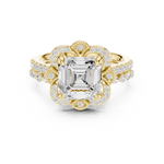 Gold Ring, Asscher center stone, Yellow Gold, view 4