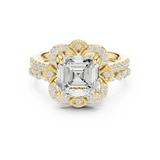 Gold Ring, Asscher center stone, Yellow Gold, view 4