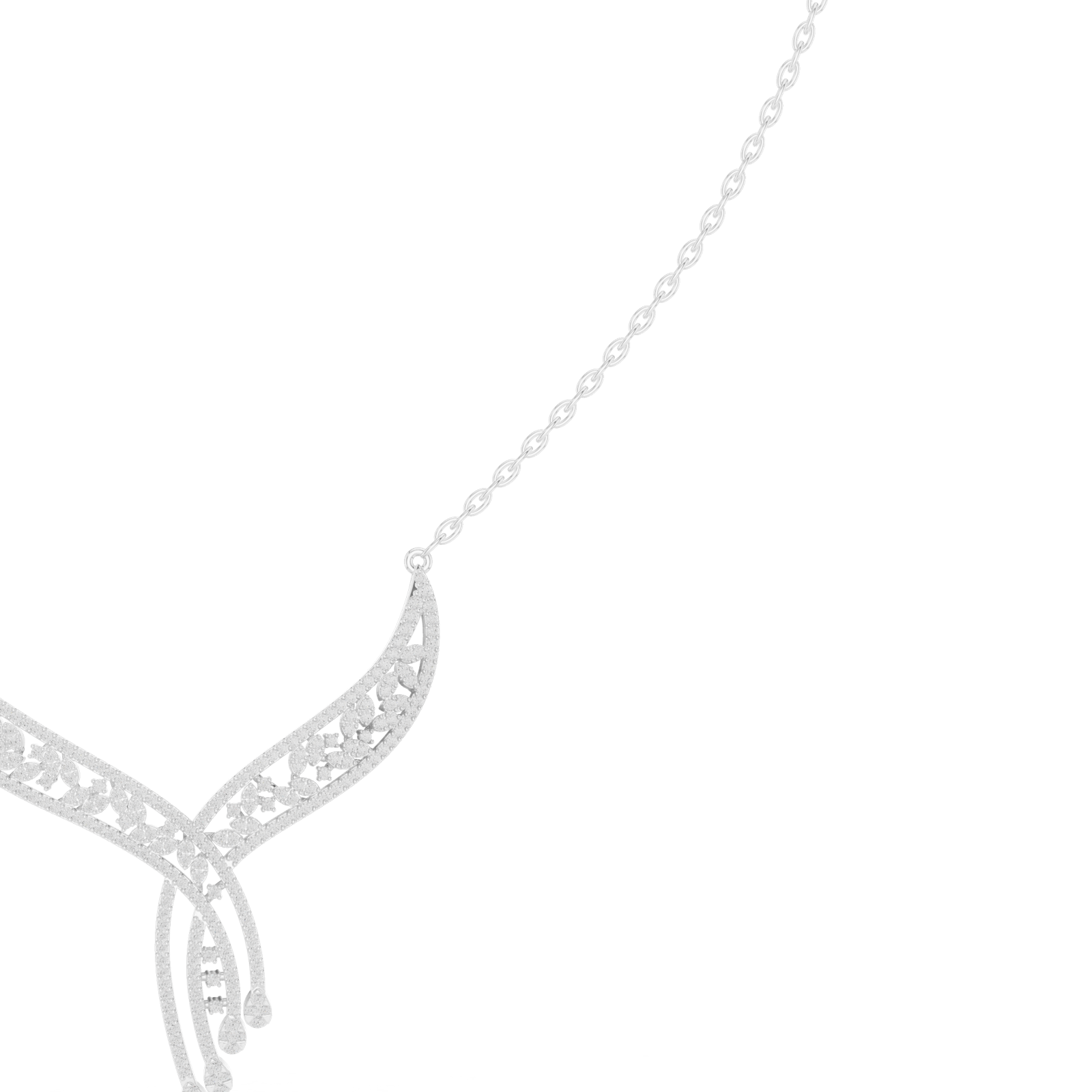 Gold Necklace SBWN (51), White Gold, view 3