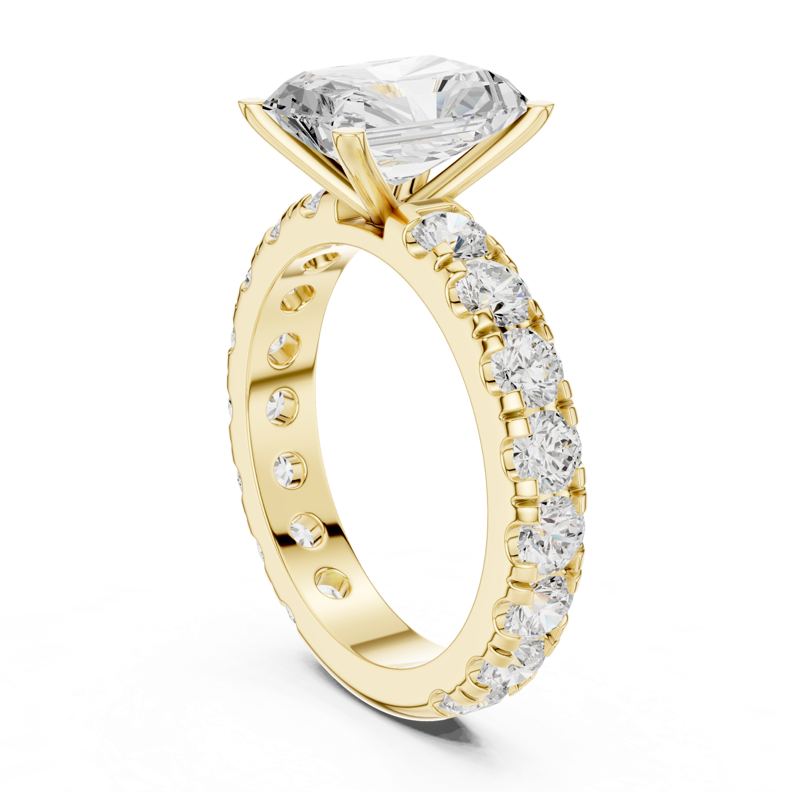 Gold Jewelry L35-63, Radiant center stone, Yellow Gold, view 1