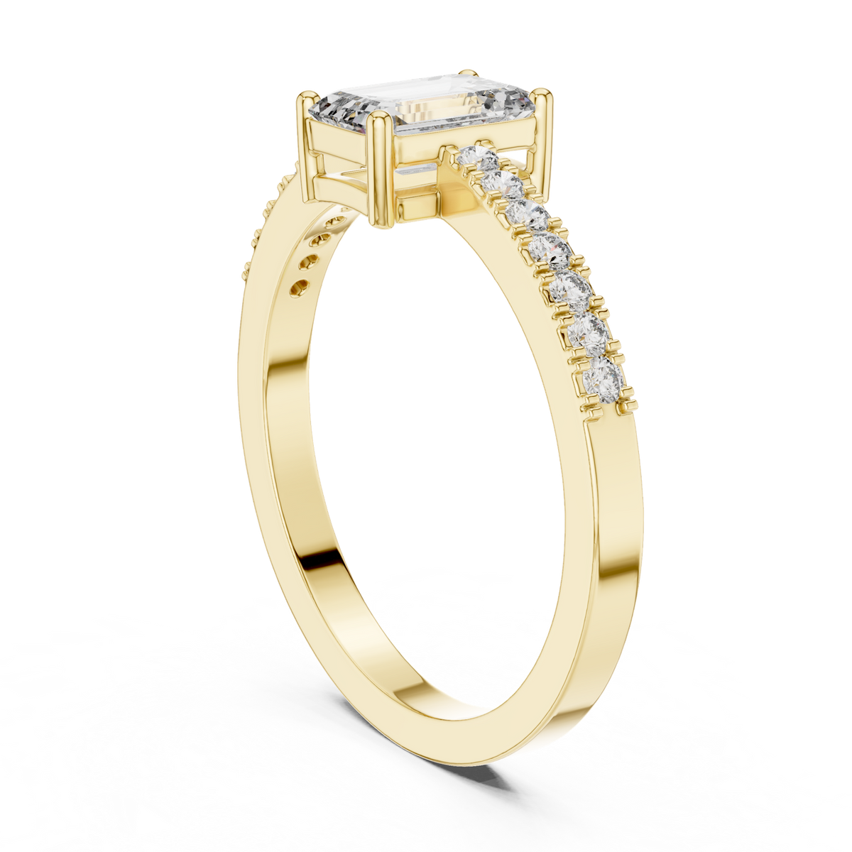 14K Solid Gold Lab Diamond Solitaire Ring, Yellow Gold, view 1