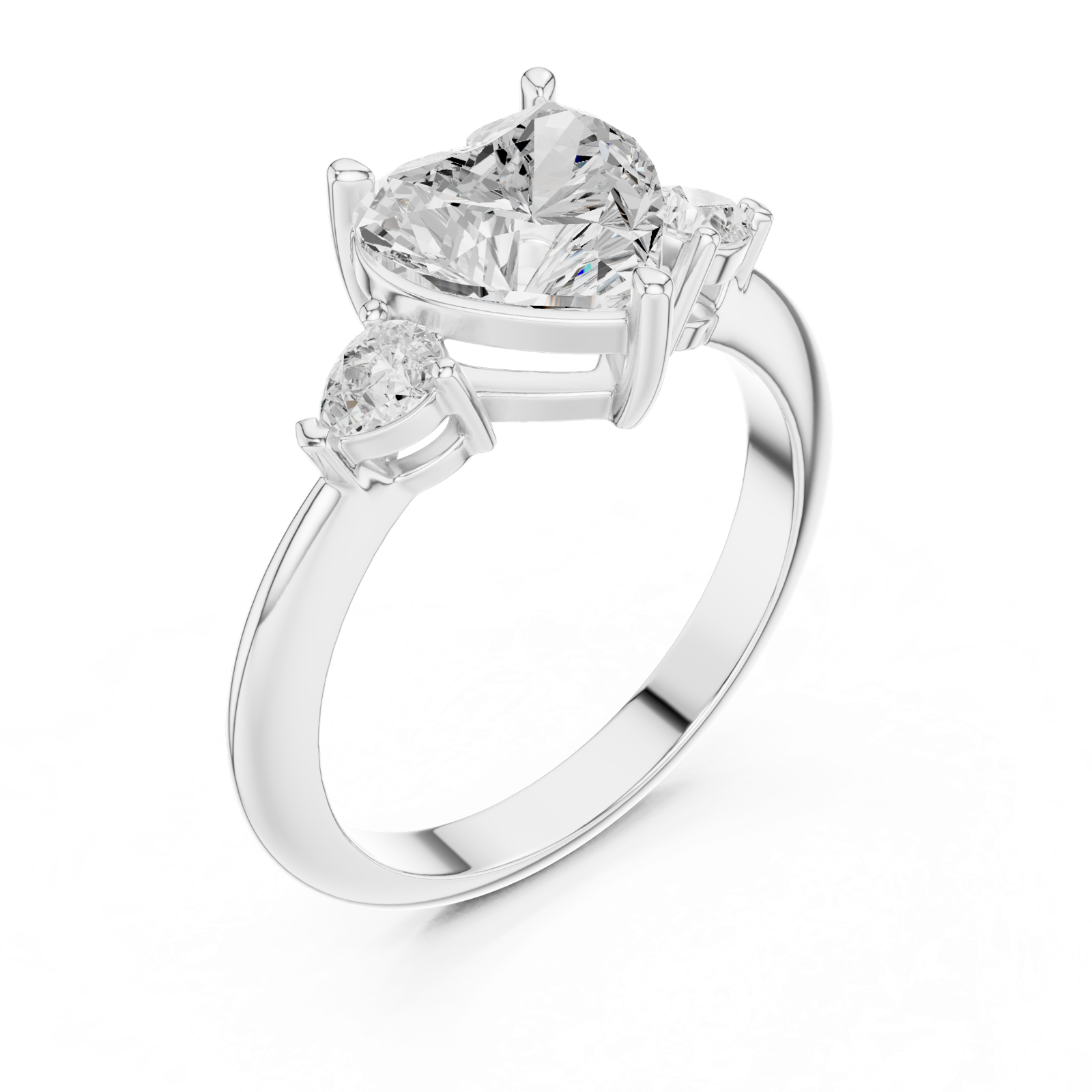 Gold Jewelry L35-66, Heart center stone, White Gold, view 2