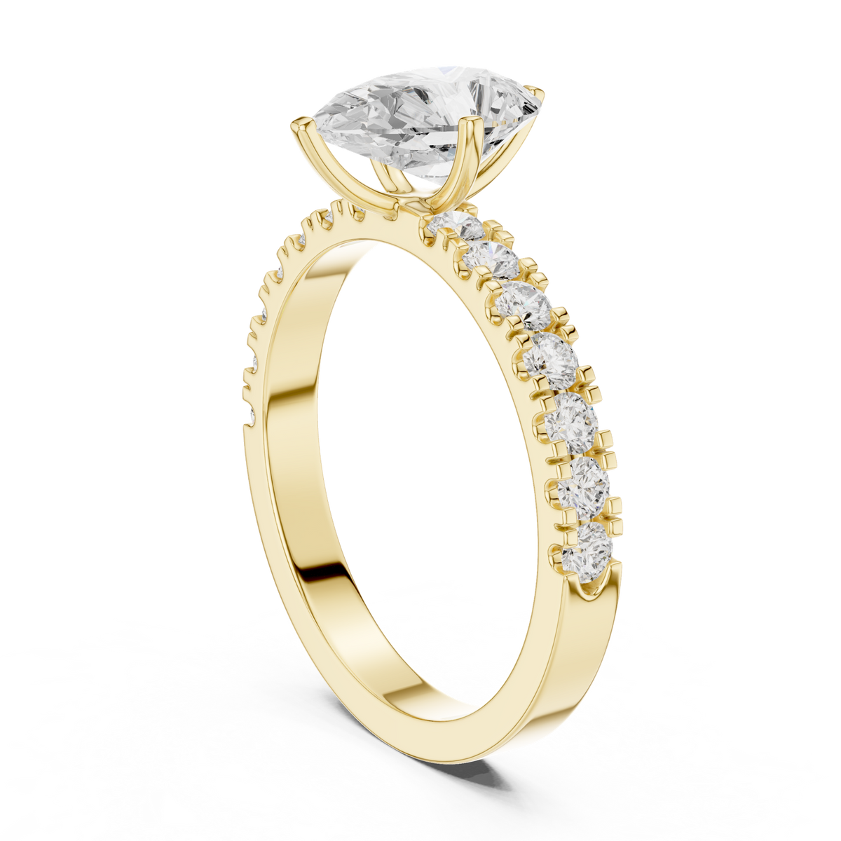 14K Solid Gold Lab Diamond Solitaire Ring, Yellow Gold, view 1