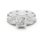 Gold Ring DDLR-299, Cushion center stone, White Gold
