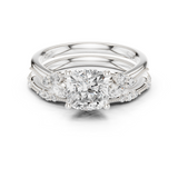 Gold Ring DDLR-299, Cushion center stone, White Gold