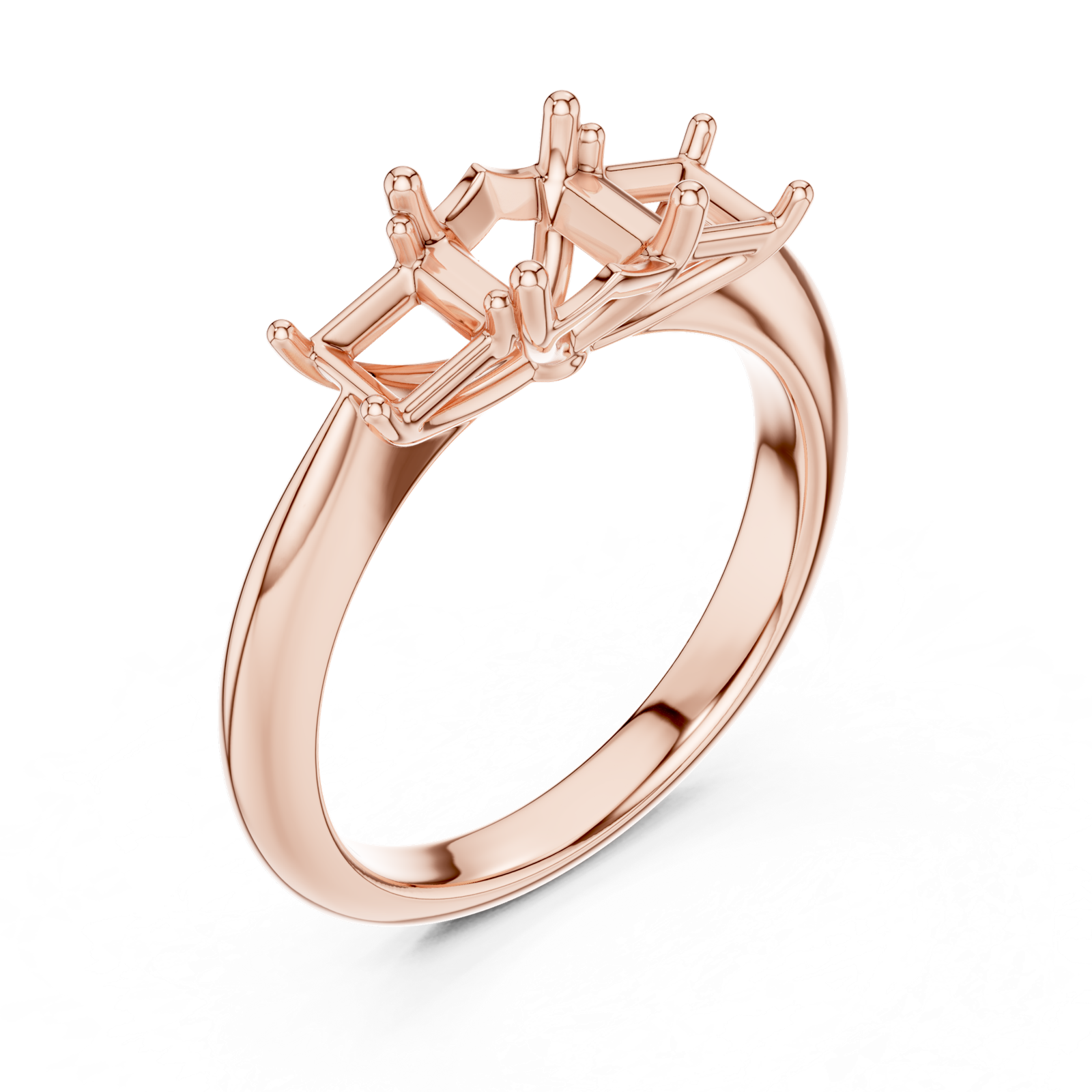 Gold Ring DDLR-044, Asscher center stone, Rose Gold, view 2