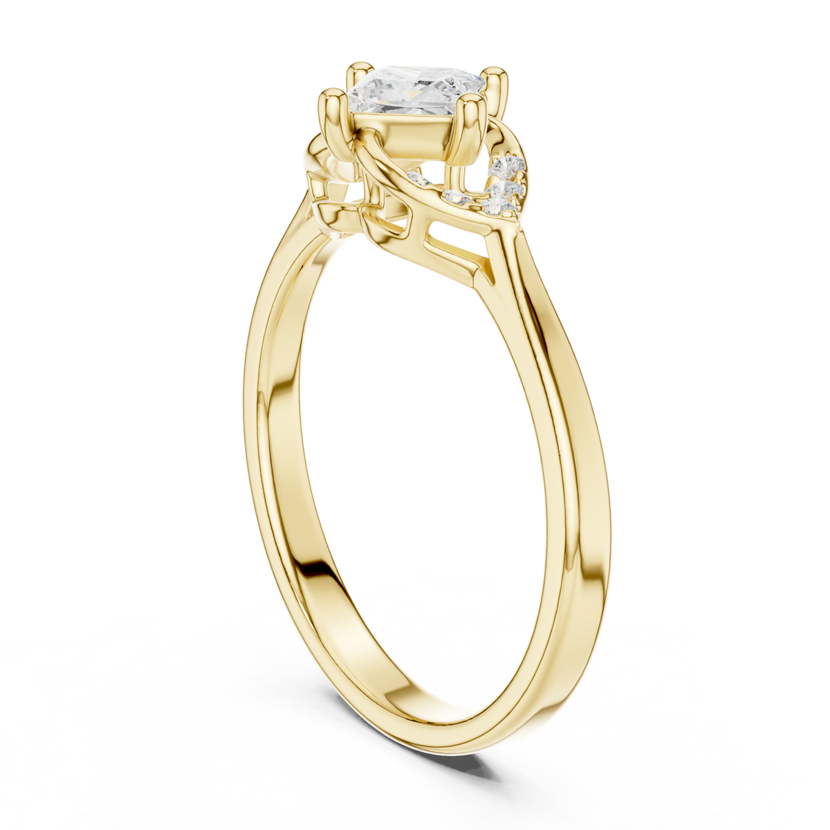14K Solid Gold Lab Diamond Three-Stone Ring, Yellow Gold, view 1