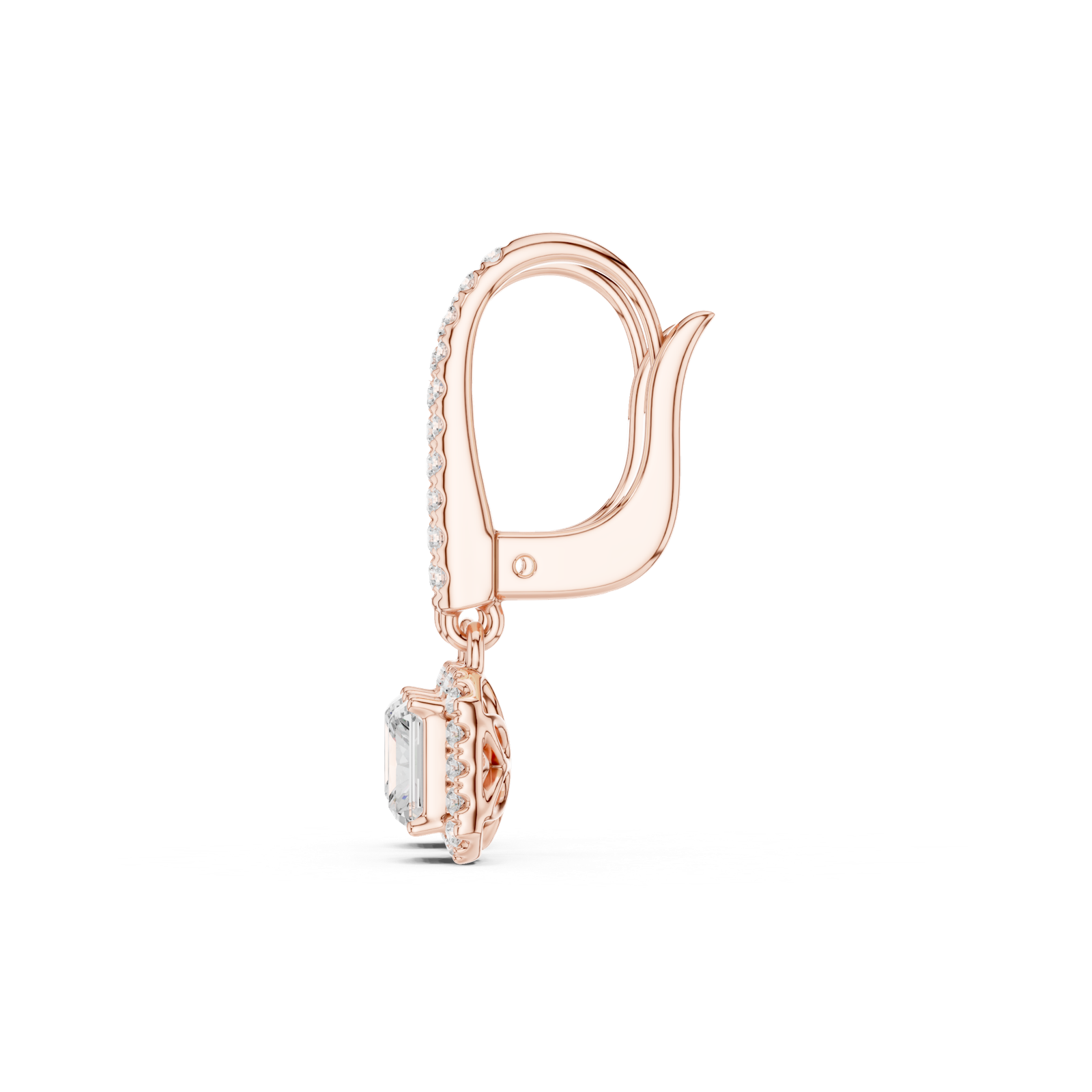 Gold Jewelry DDER-034, Radiant center stone, Rose Gold, view 3