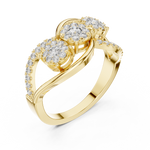 14K Solid Gold Lab Diamond Infinity Cluster Ring, Yellow Gold, view 2