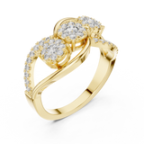 14K Solid Gold Lab Diamond Infinity Cluster Ring, Yellow Gold, view 2