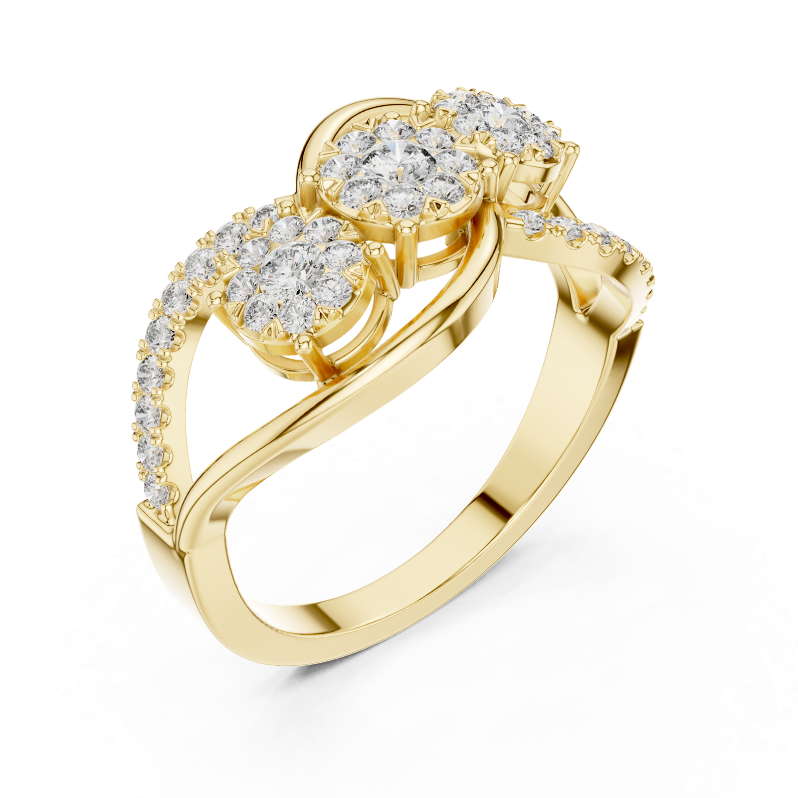 14K Solid Gold Lab Diamond Infinity Cluster Ring, Yellow Gold, view 2
