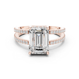 Gold Jewelry, Emerald center stone, Rose Gold