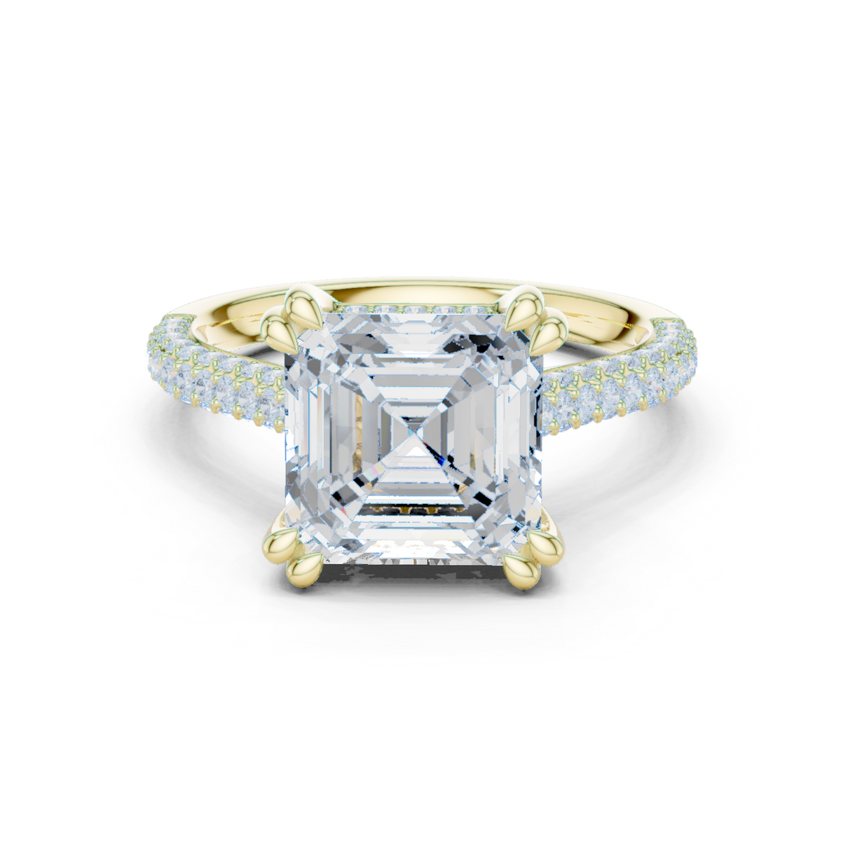 14K Solid Gold Lab Diamond Halo Ring, Yellow Gold